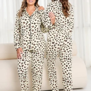PIJAMA AMERICANO LONGO ESTAMPADO VIRGINIA - ONÇA
