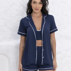 CONJUNTO TRIO FEMININO AMERICANO ZARA - AZUL MARINHO
