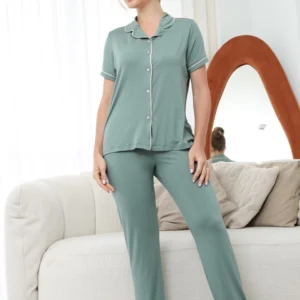 PIJAMA LONGO AMERICANO LAUREN - VERDE MINT