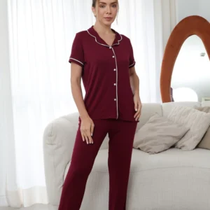 PIJAMA LONGO AMERICANO LAUREN - BORDÔ