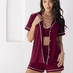 CONJUNTO TRIO FEMININO AMERICANO ZARA - BORDÔ